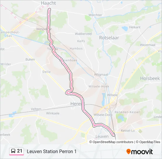 Plan de la ligne 21 de bus