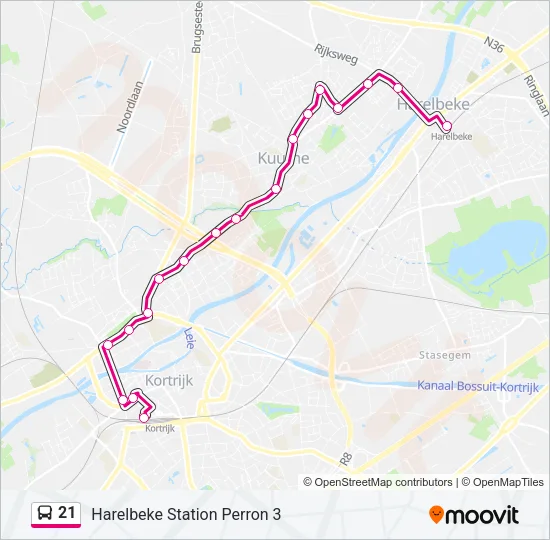 Bus 21 lijnkaart