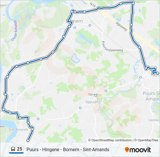 25 Bus Line Map