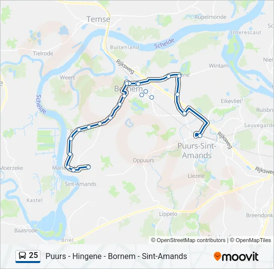 25 Bus Line Map