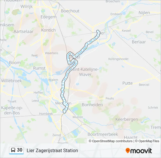 Plan de la ligne 30 de bus