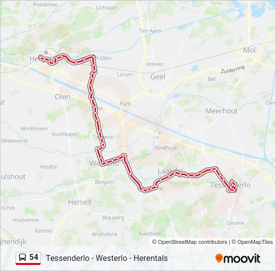 54 Bus Line Map
