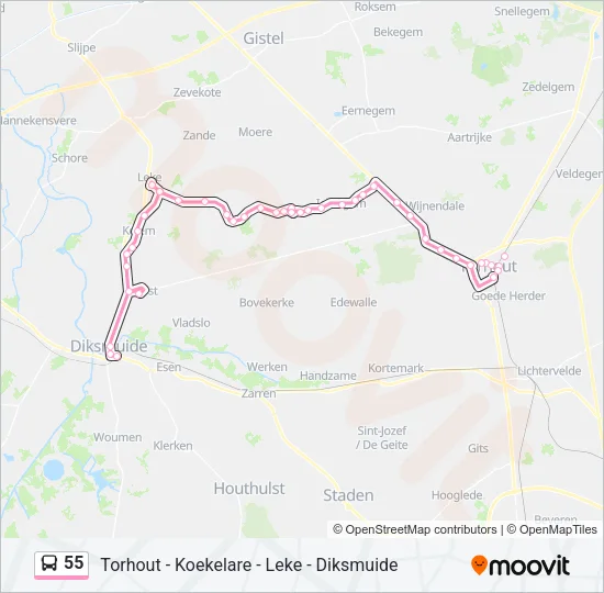 55 Bus Line Map