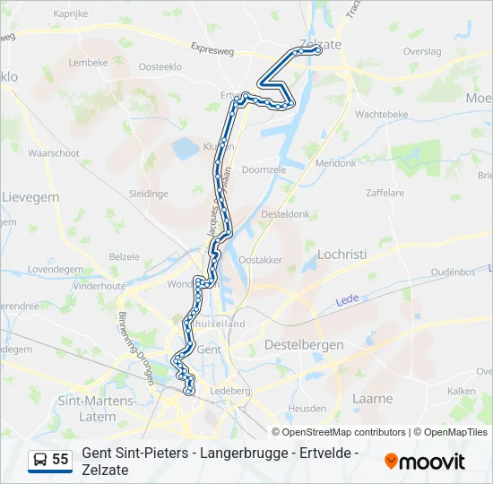 55 Bus Line Map