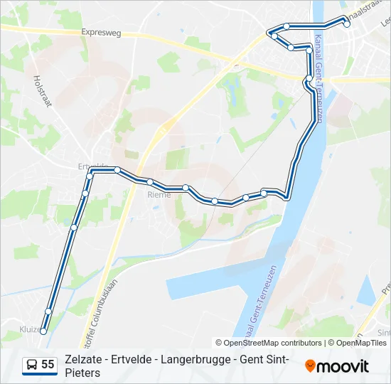 55 Bus Line Map