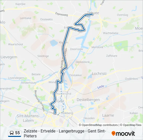 55 Bus Line Map