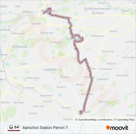 Bus 64 lijnkaart