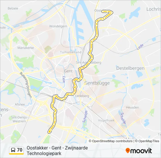 70 Bus Line Map