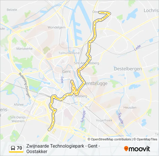70 Bus Line Map