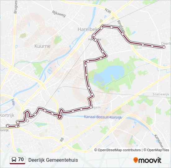 70 Bus Line Map
