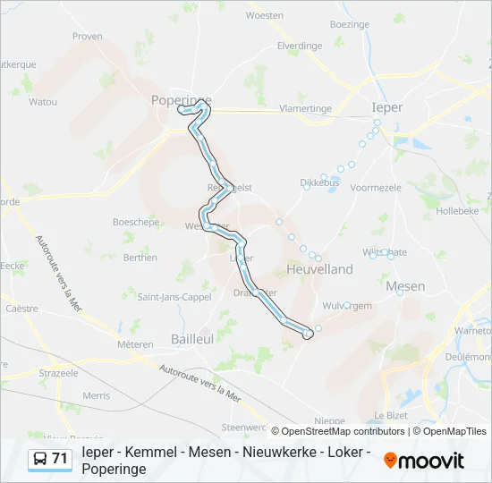 71 Bus Line Map
