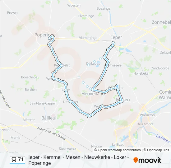 71 Bus Line Map