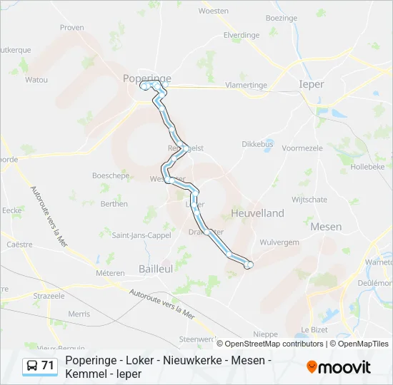 71 Bus Line Map