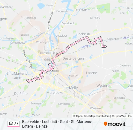 Bus 77 lijnkaart