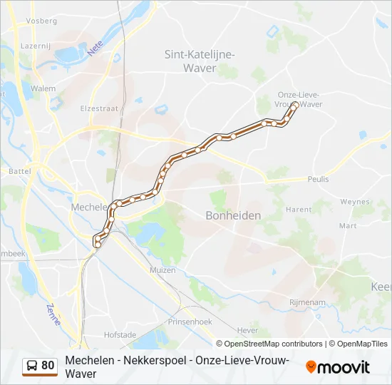 80 Bus Line Map