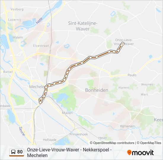 80 Bus Line Map