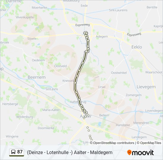 87 Route: dienstregelingen, haltes en kaarten - Maldegem Markt Perron 1 ...