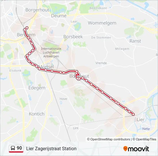 90 Bus Line Map