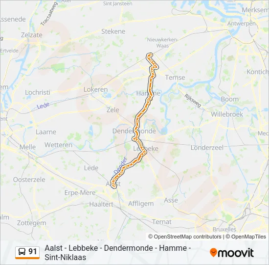 91 Bus Line Map