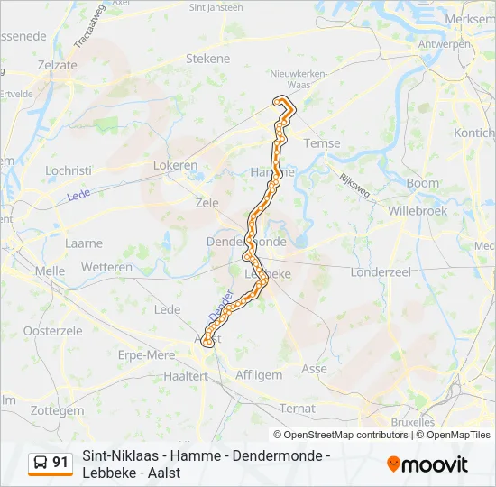 91 Bus Line Map