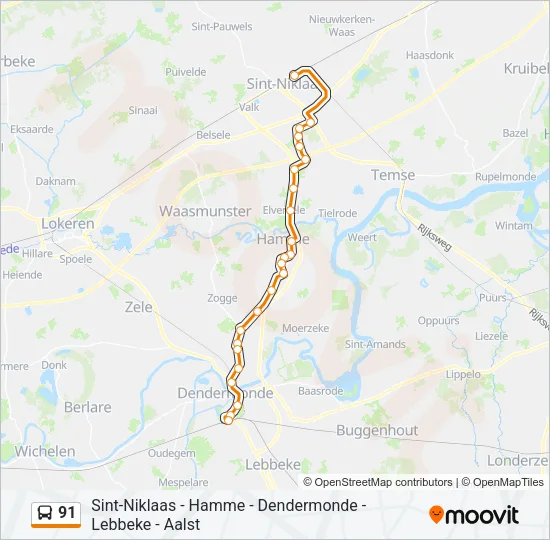 91 Bus Line Map