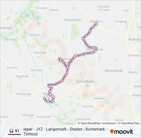 91 Bus Line Map