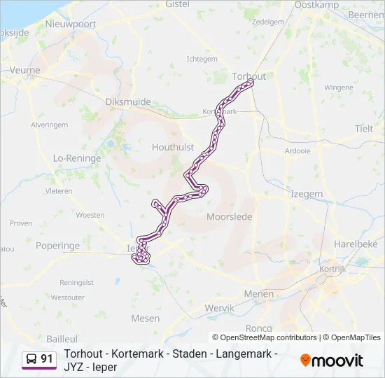 91 Bus Line Map