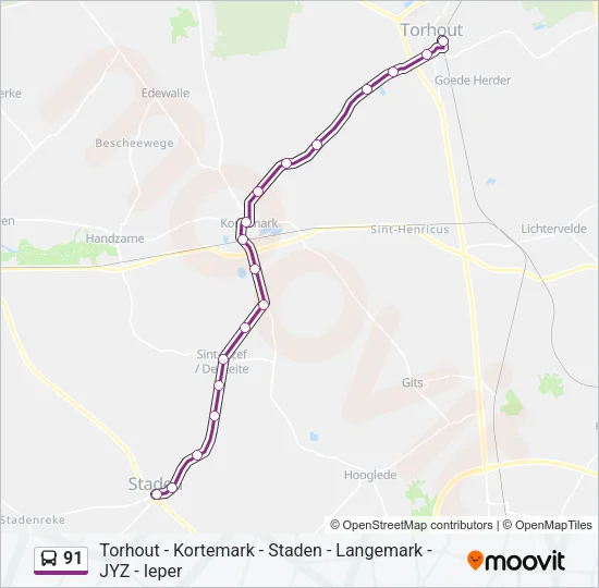91 Bus Line Map