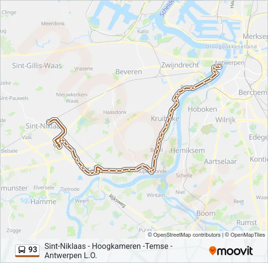 93 Bus Line Map