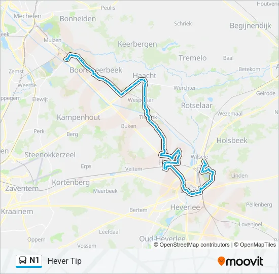 N1 Bus Line Map
