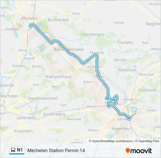 N1 Bus Line Map