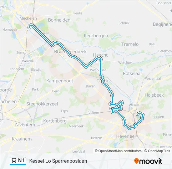 N1 Bus Line Map