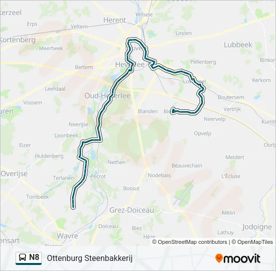 N8 Bus Line Map