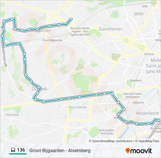 136 Bus Line Map