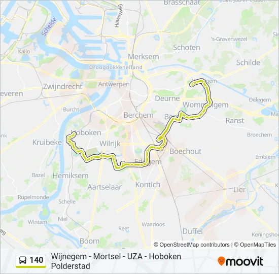 Bus 140 lijnkaart