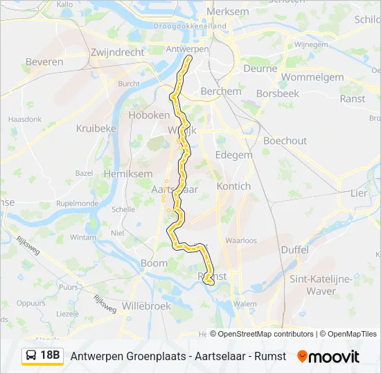 18B Bus Line Map