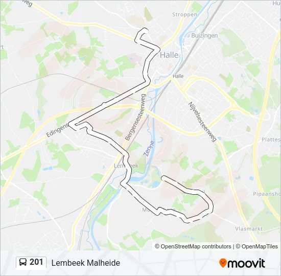 Bus 201 lijnkaart