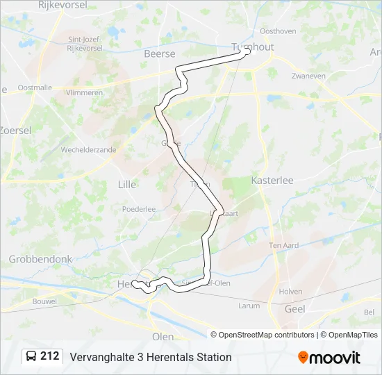 Bus 212 lijnkaart