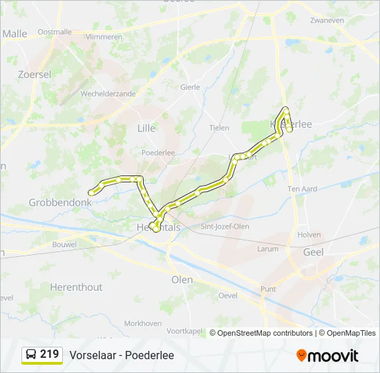 219 Bus Line Map