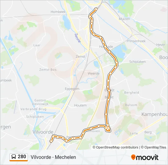 280 Bus Line Map