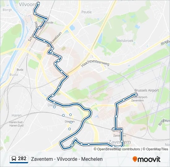 Bus 282 lijnkaart