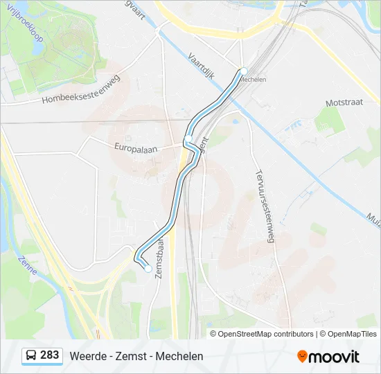283 Bus Line Map