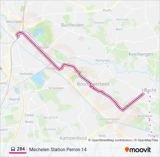 284 Bus Line Map