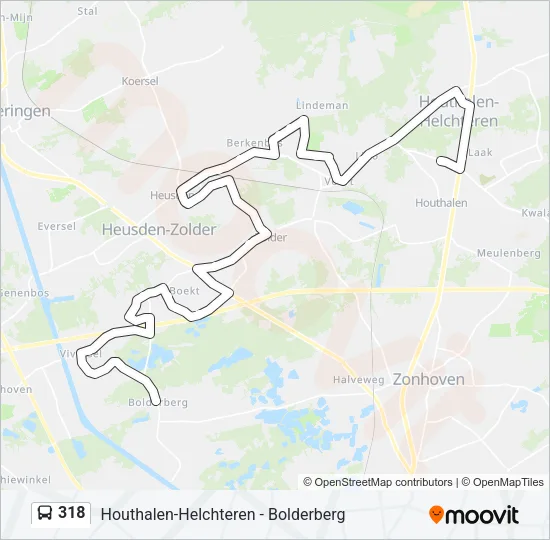 Bus 318 lijnkaart