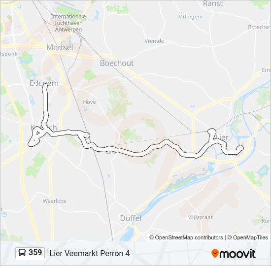 359 Itinéraire: Horaires, Arrêts & Plan - Lier Veemarkt Perron 4 (mis à ...