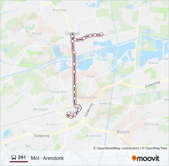 Bus 391 lijnkaart