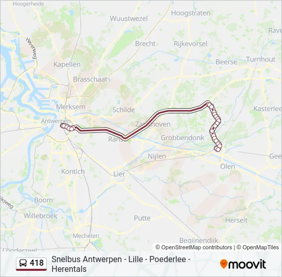 418 Bus Line Map