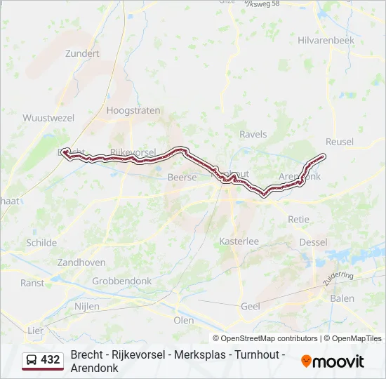 432 Bus Line Map