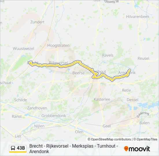 43B Bus Line Map