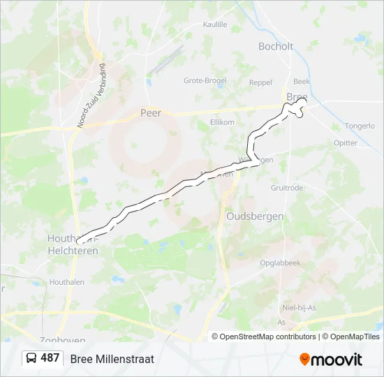 Bus 487 lijnkaart